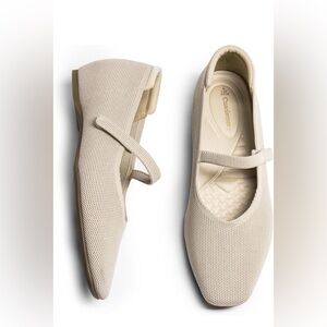 Women's Neutral Mesh Mary Jane Flats - Beige